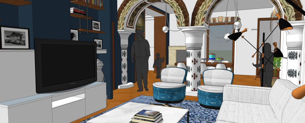 il progetto del living in 3d